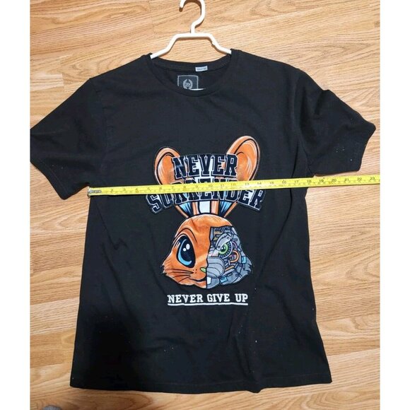 CR 24 Bordo Cromato Medium Black T-Shirt Embroided Never Surrender Pre-Owned - Picture 8 of 9